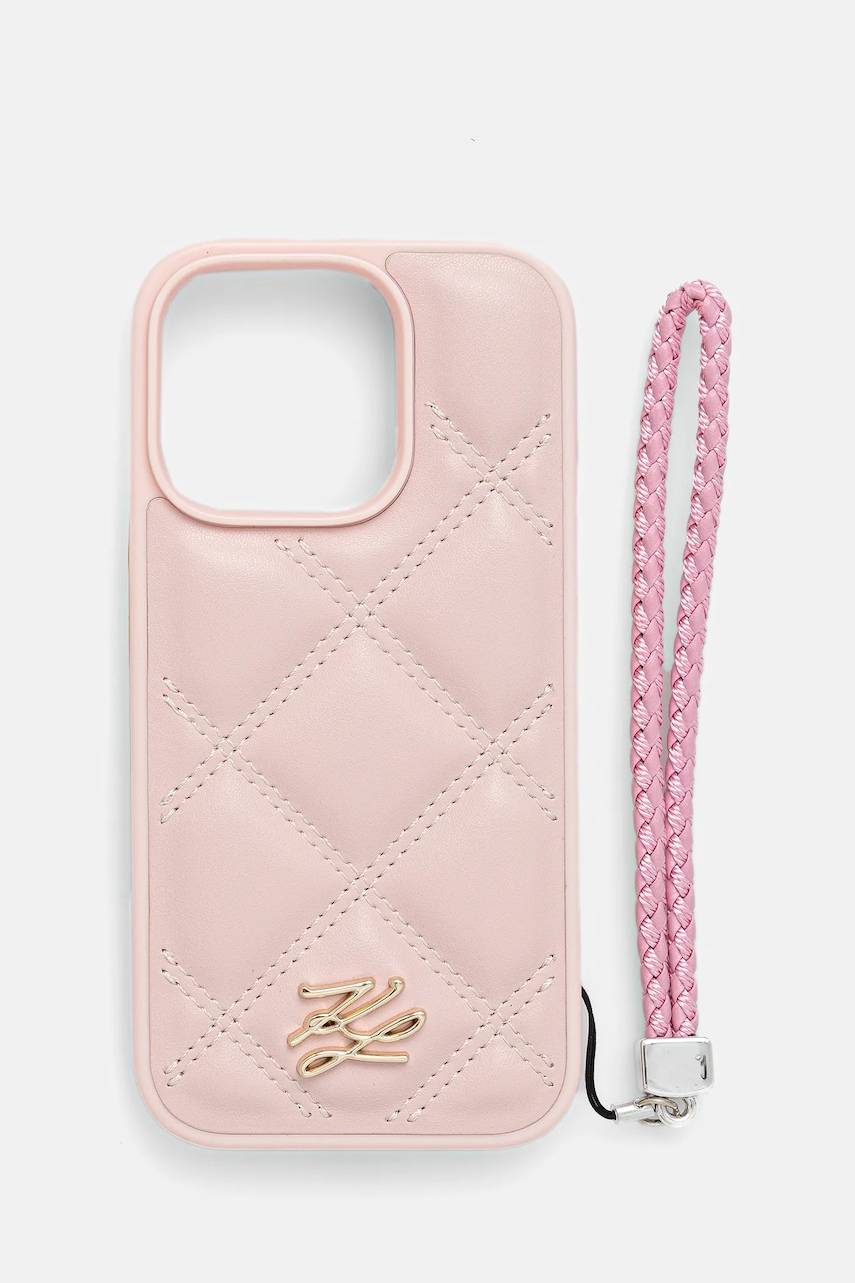 Karl Lagerfeld husă pentru telefon iPhone 16 Pro culoarea roz, KLHCP16LPSQSKLSMSP