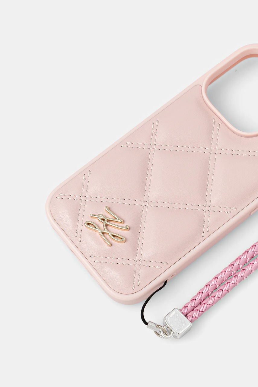 Чехол на телефон Karl Lagerfeld iPhone 16 Pro цвет розовый KLHCP16LPSQSKLSMSP