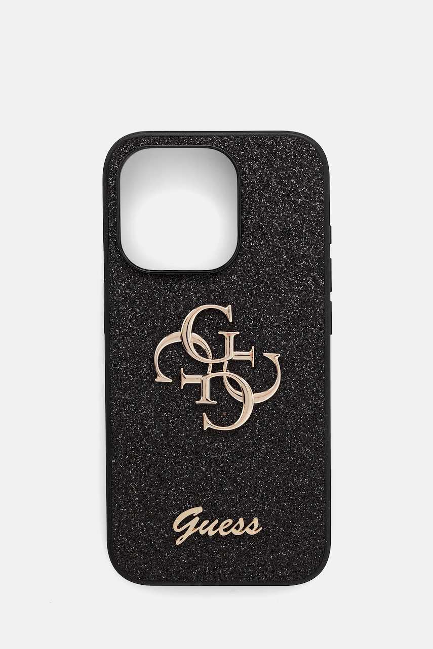 Levně Obal na telefon Guess iPhone 15 Pro 6.1" černá barva, GUHCP15LHG4SGK