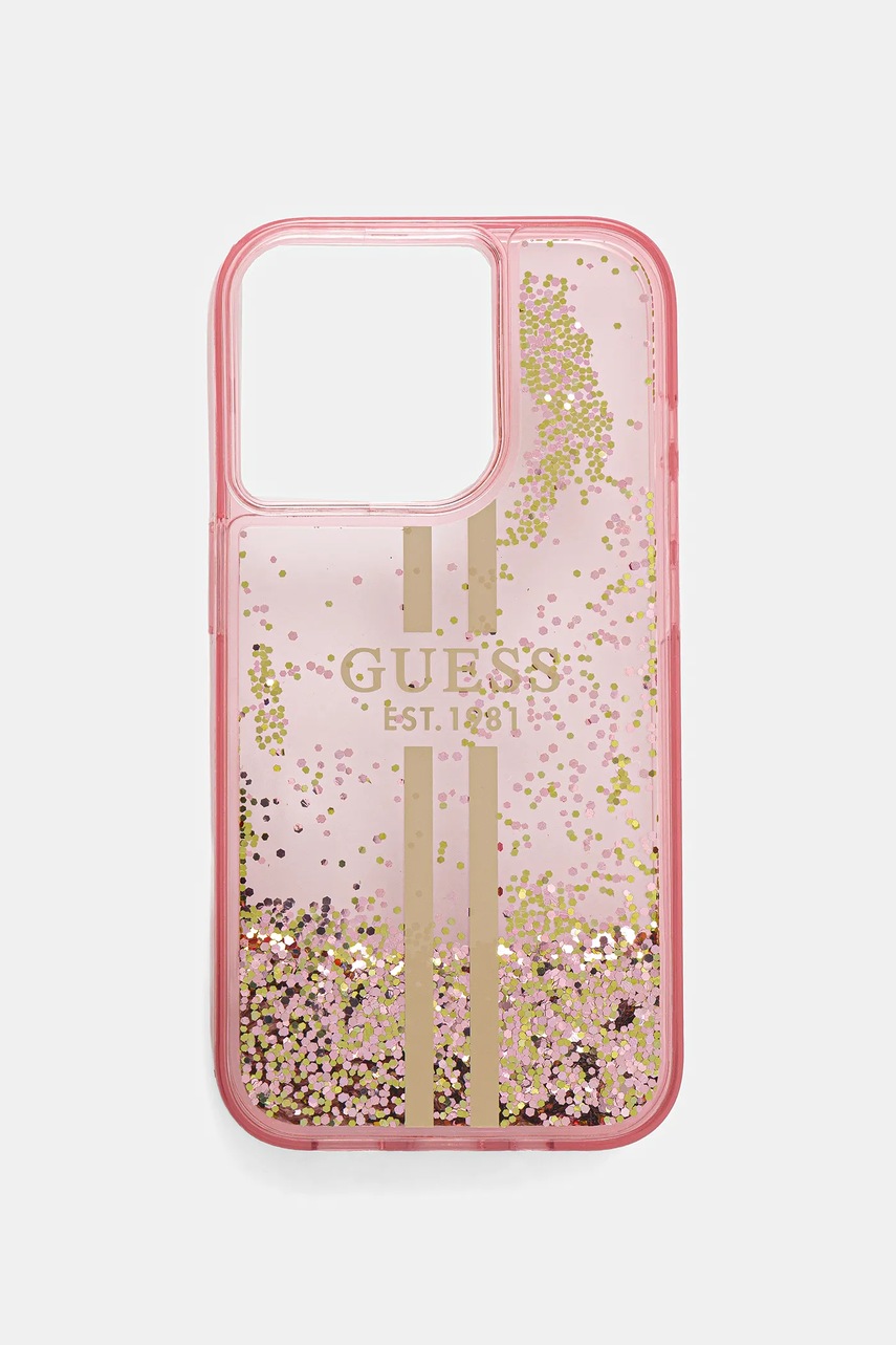 Levně Obal na telefon Guess iPhone 15 Pro 6.1" růžová barva, GUHCP15LLFCSEGP