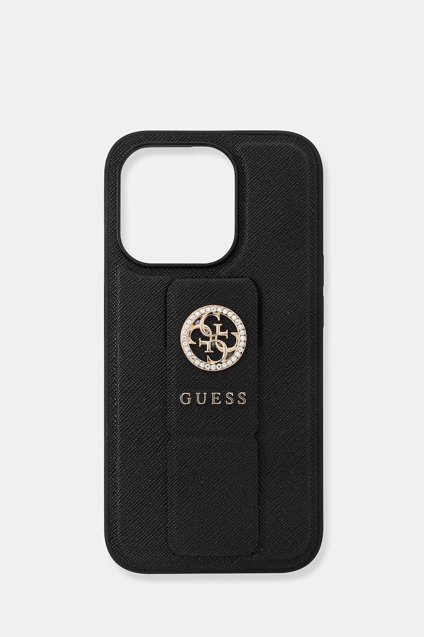 Levně Obal na telefon Guess iPhone 15 Pro 6.1" černá barva, GUHCP15LPGSSADK