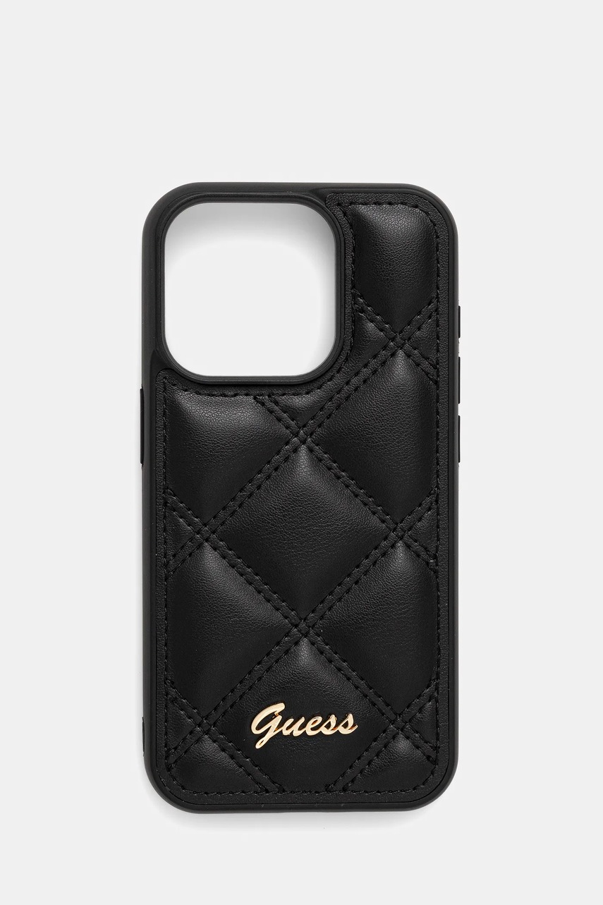 Levně Obal na telefon Guess iPhone 15 Pro 6.1" černá barva, GUHCP15LPSQSQSK