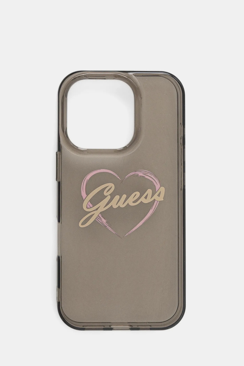 Levně Obal na telefon Guess iPhone 16 Pro 6.3" černá barva, GUHCP16LHCHGSPK
