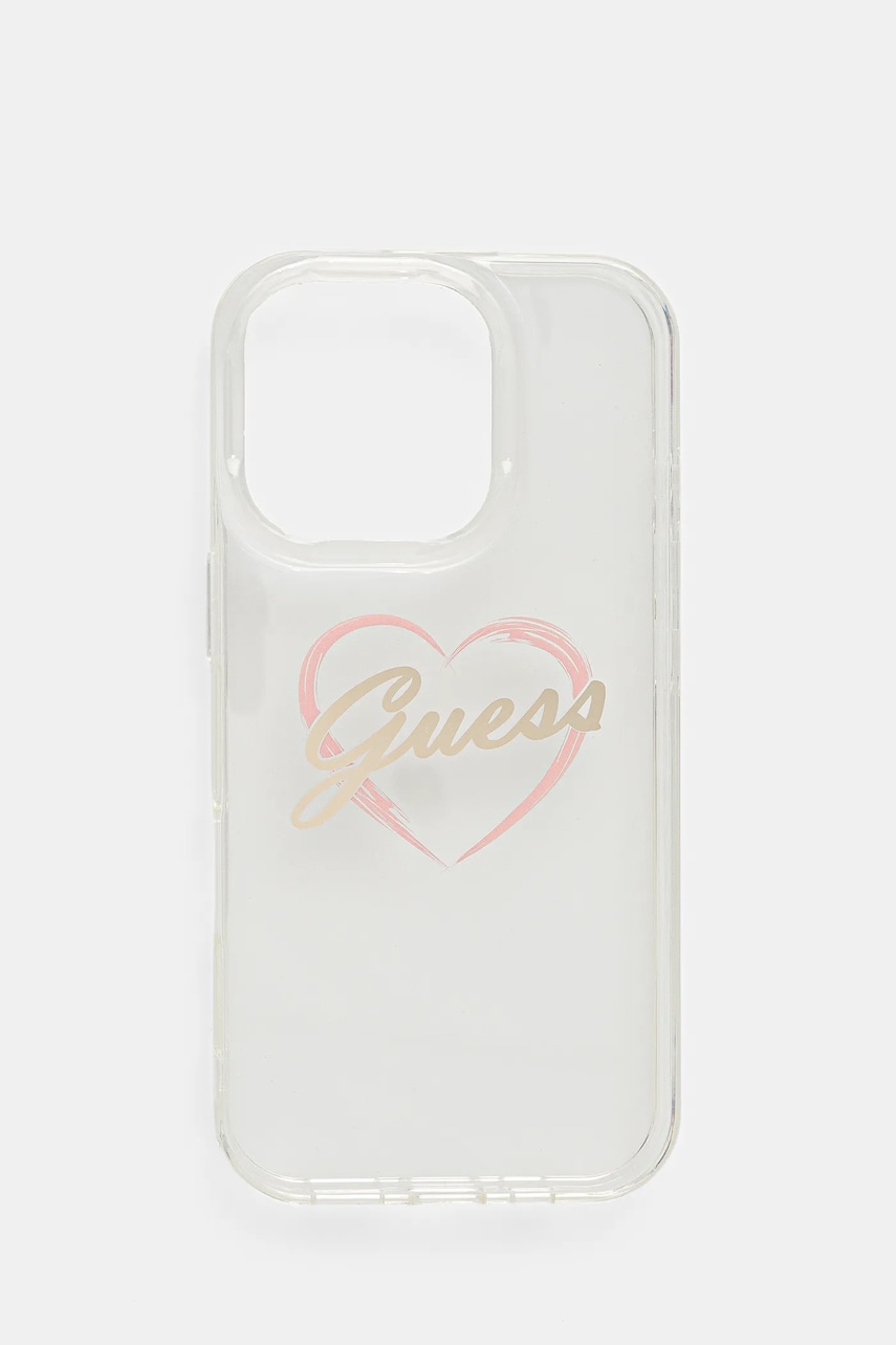 Levně Obal na telefon Guess iPhone 16 Pro 6.3" průhledná barva, GUHCP16LHCHGSPT