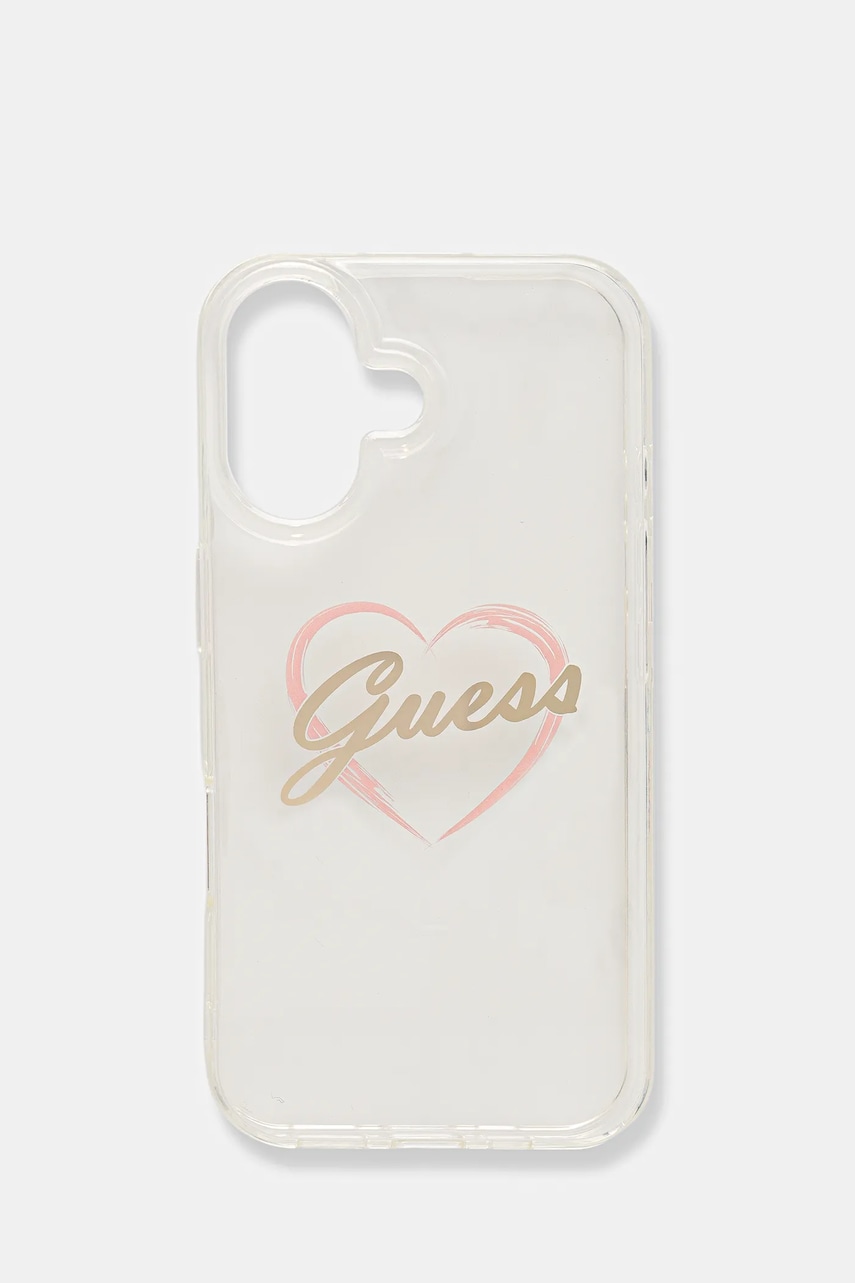 Levně Obal na telefon Guess iPhone 16 6.1" průhledná barva, GUHCP16SHCHGSPT