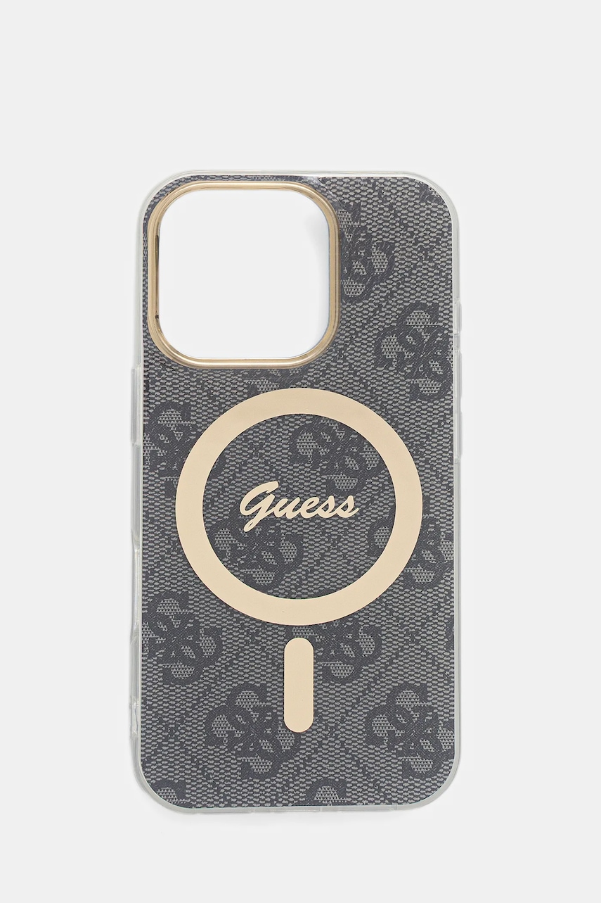 Levně Obal na telefon Guess iPhone 16 Pro 6.3" tmavomodrá barva, GUHMP16LH4STK
