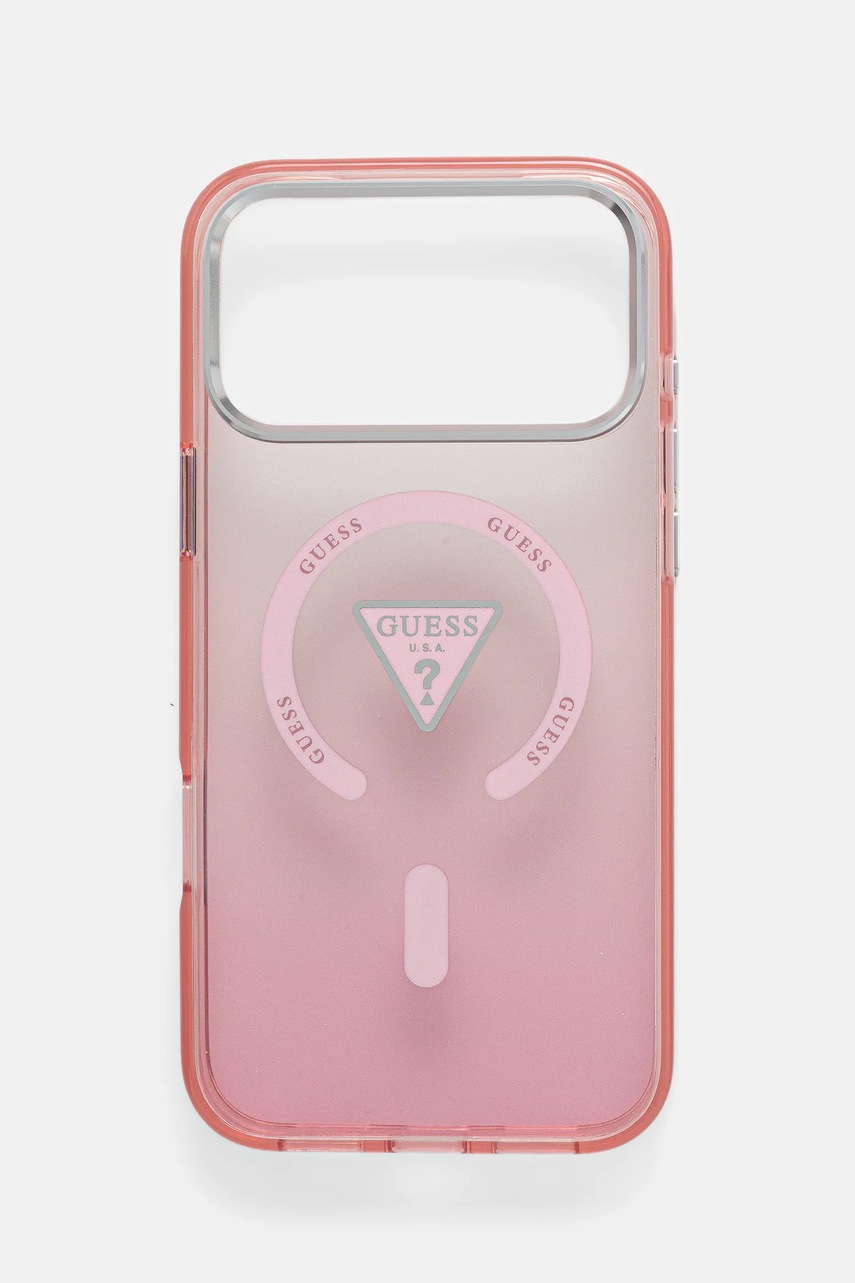 Levně Obal na telefon Guess iPhone 17 Pro Max růžová barva, GUHMP17XHGTMLCGP