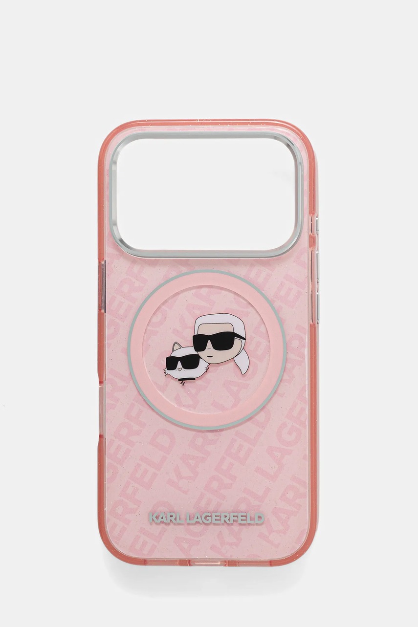 Karl Lagerfeld husă pentru telefon iPhone 17 Pro culoarea roz, KLHMP17LHMKBKCHOP