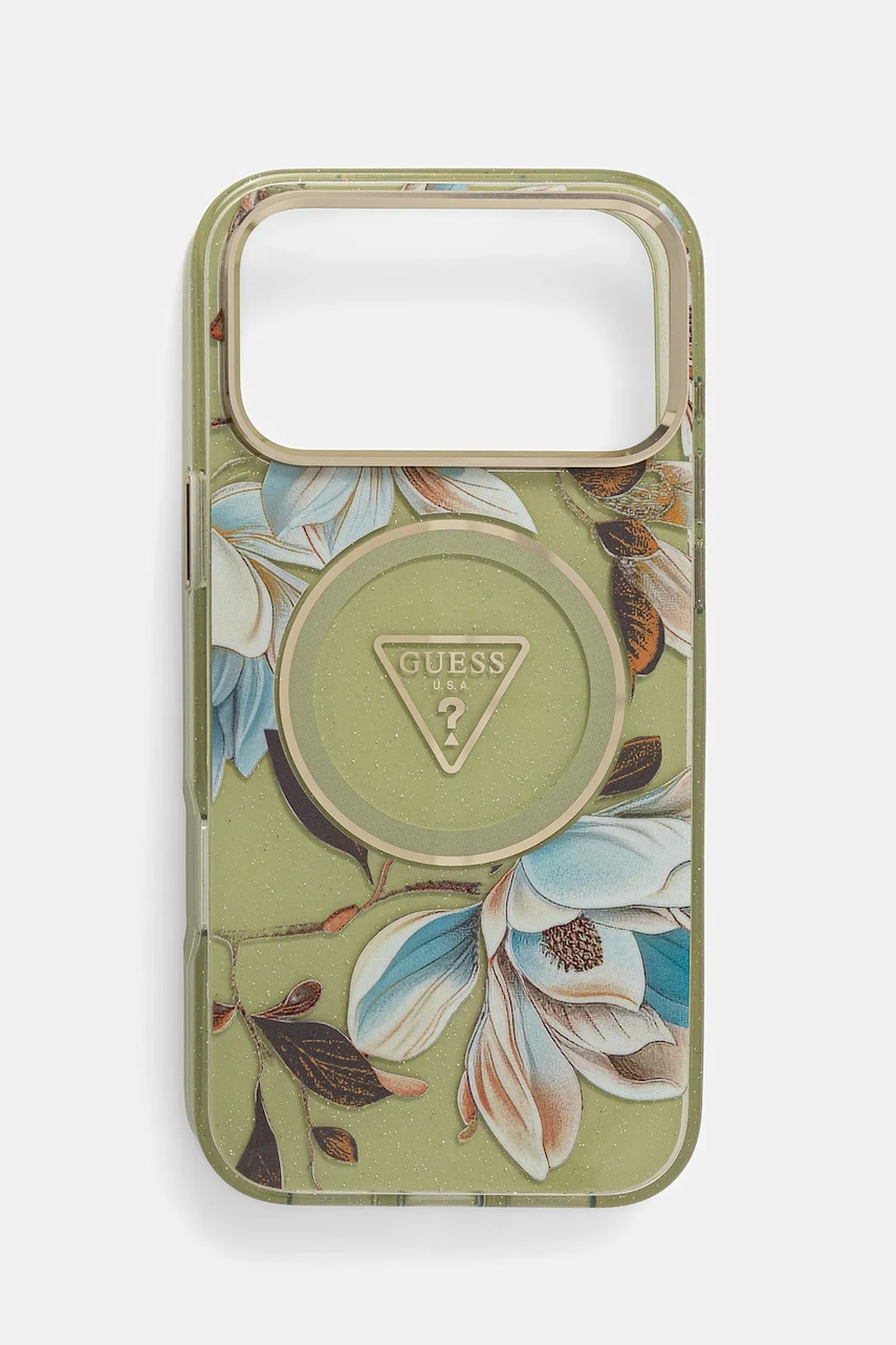 Levně Obal na telefon Guess iPhone 17 Pro Max zelená barva, GUHMP17XHFLPEDN