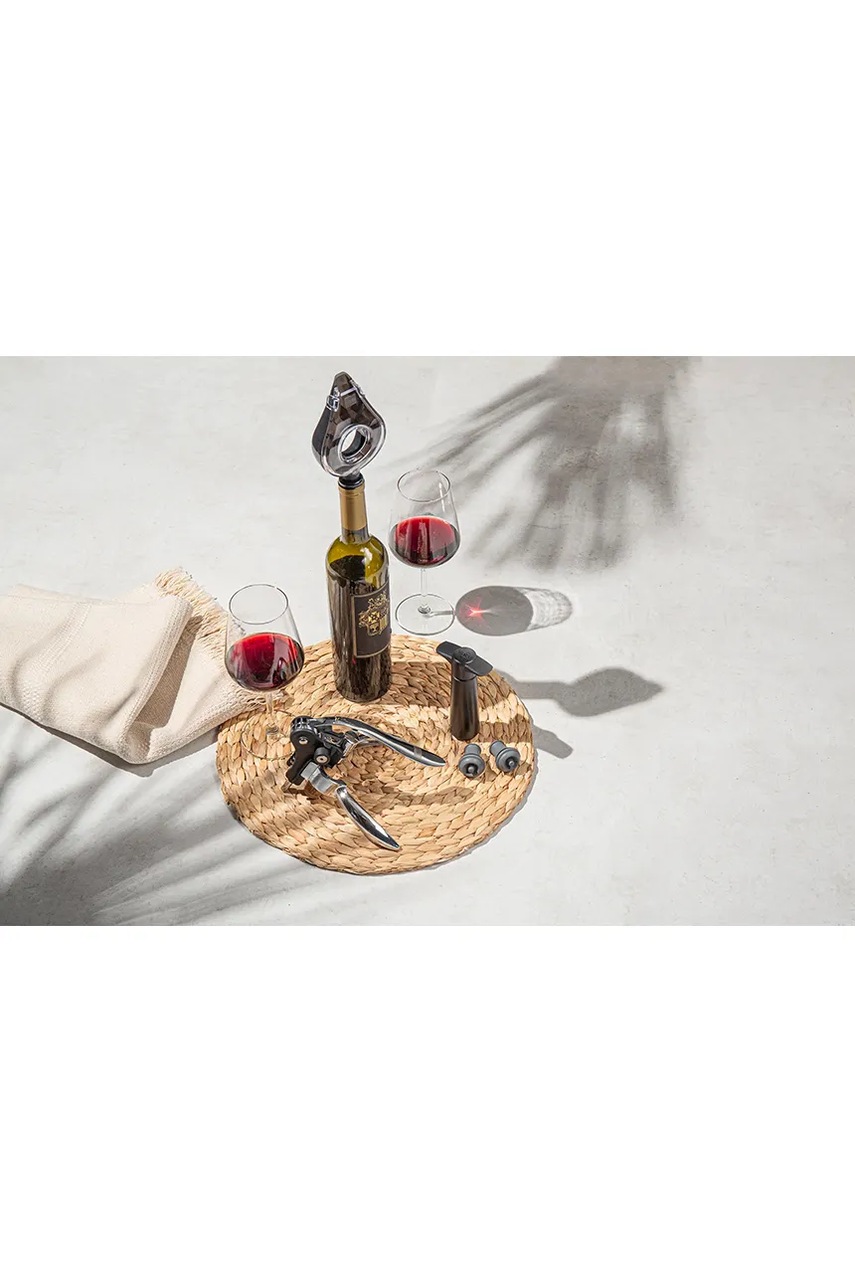 Σετ σερβιρίσματος κρασιού Vacu Vin Air Deluxe 14,8 x 14,8 x 18,4 cm 5 elementów χρώμα: μαύρο φωτογραφία