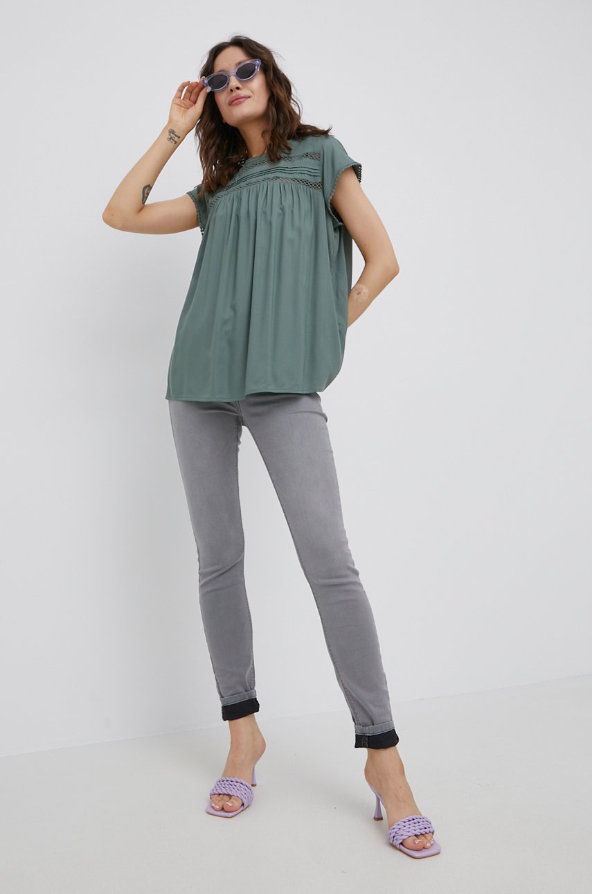 

Блузка Vero Moda жіноча колір зелений однотонна