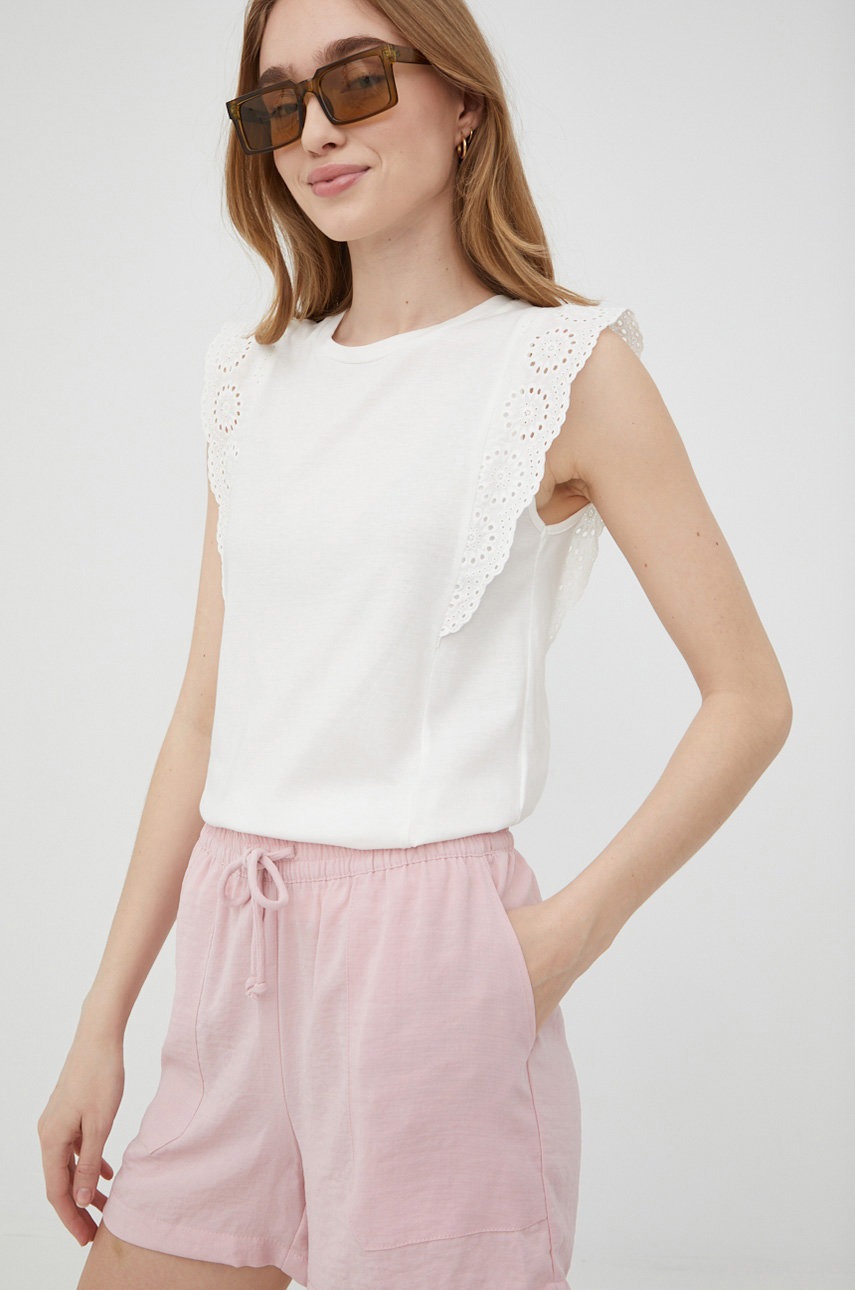 

Памучна тениска Vero Moda в бяло, Бял