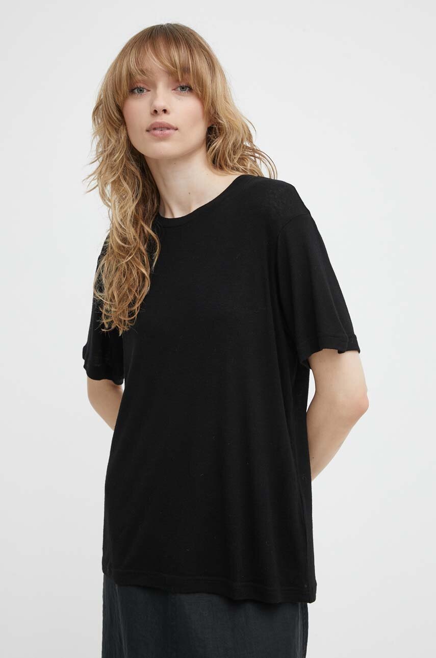 Day Birger et Mikkelsen tricou din lana culoarea negru