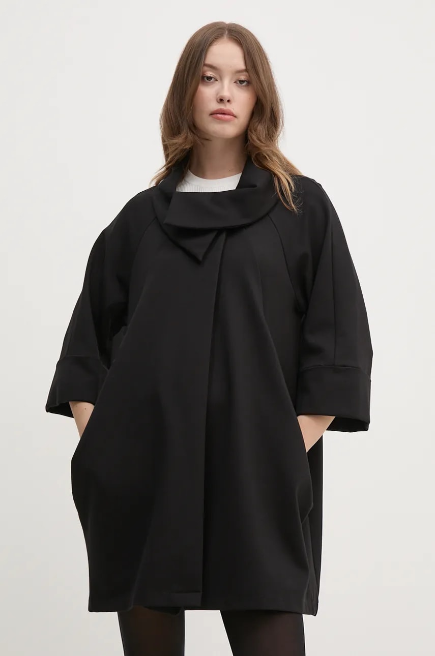 Joseph Ribkoff palton femei, culoarea negru, de tranzitie, oversize, 153302 Joseph Ribkoff palton femei, culoarea negru, de tranzitie, oversize, 153302