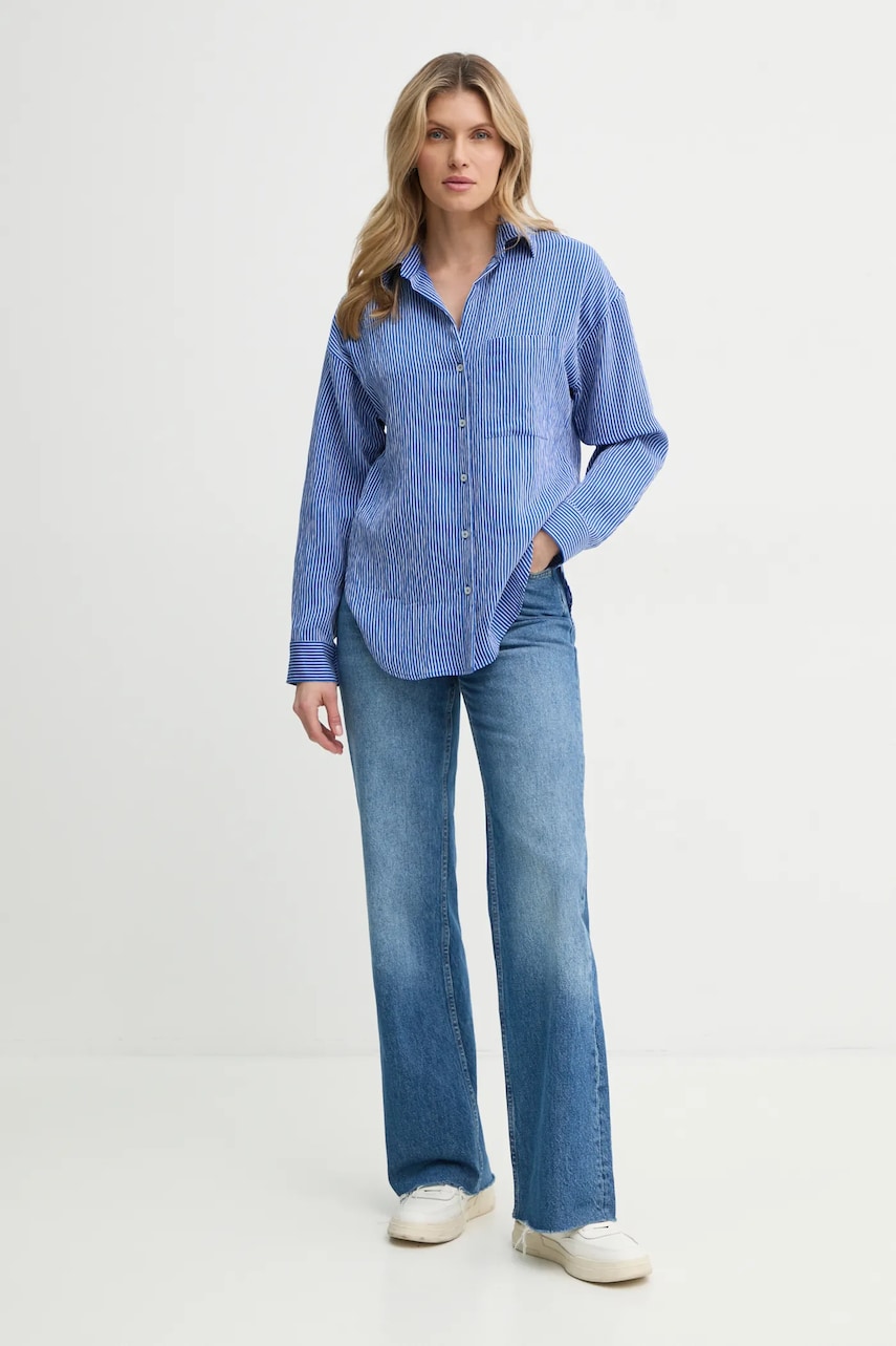 Рубашка Marc OPolo женская цвет синий relaxed классический воротник M02090542089 Рубашка Marc OPolo женская цвет синий relaxed классический воротник M02090542089