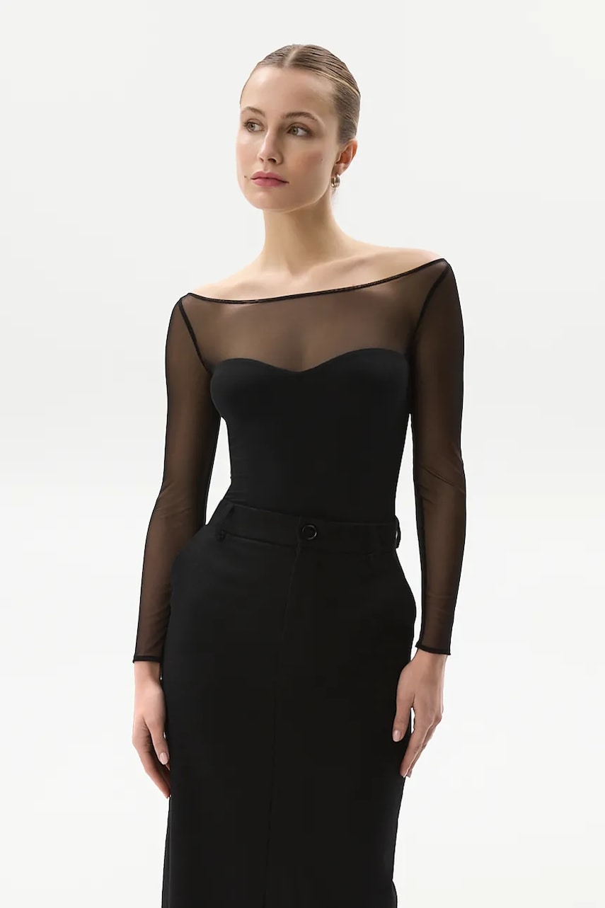Saint Body body BODYSUIT BARDOT WITH MESH femei, uni, SB.604 Saint Body body BODYSUIT BARDOT WITH MESH femei, uni, SB.604