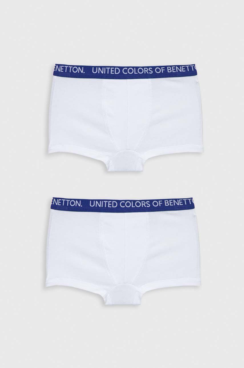 Dětské boxerky United Colors of Benetton 2-pack bílá barva - bílá -  95 % Bavlna