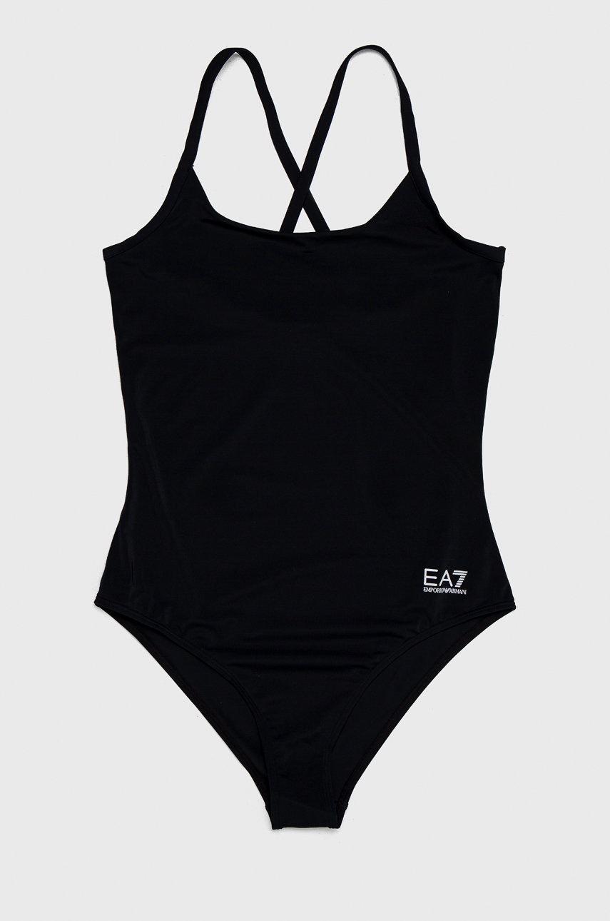 

Цял бански EA7 Emporio Armani в черно с мека чашка, Черен