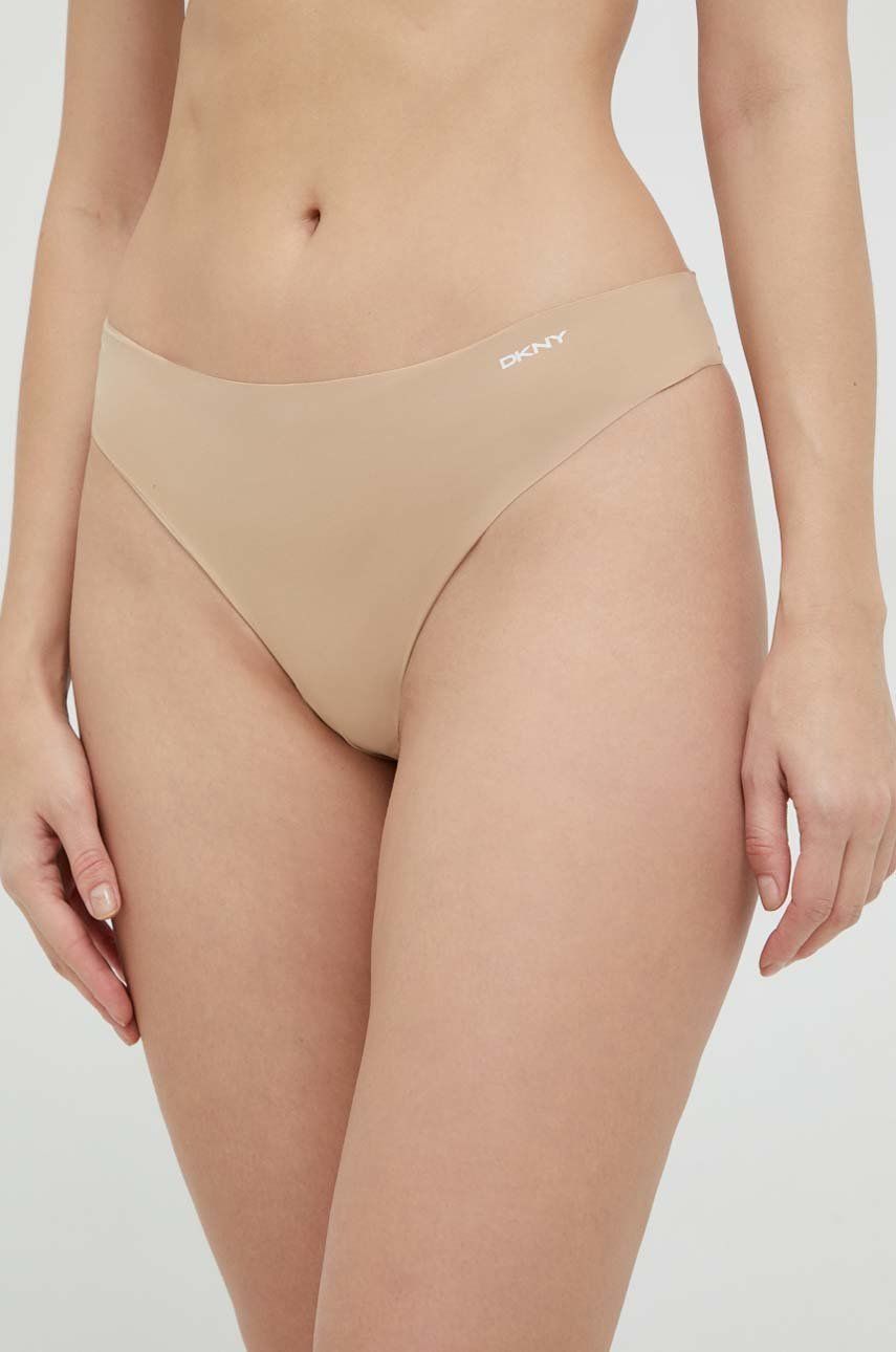 Levně Tanga Dkny béžová barva, DK5026