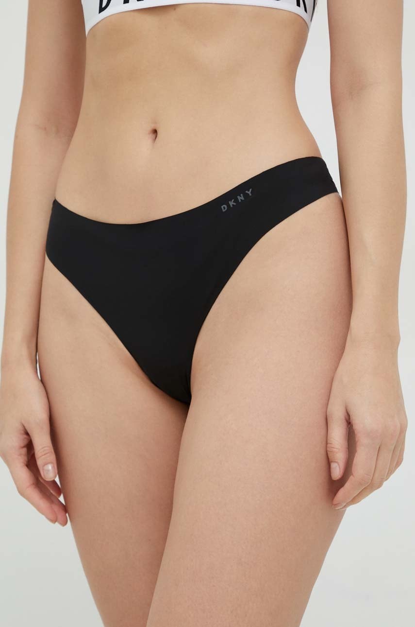 Levně Tanga Dkny černá barva, DK5026