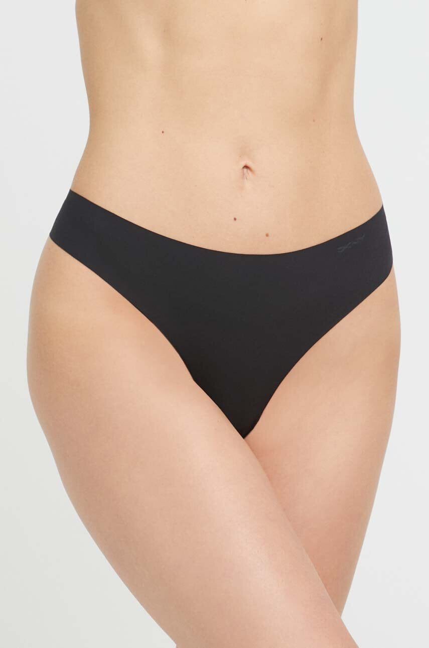 Levně Tanga Dkny 3-pack černá barva, DK5026P3