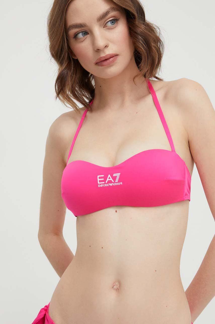 EA7 Emporio Armani costum de baie din două piese culoarea roz, cupa usor rigidizata