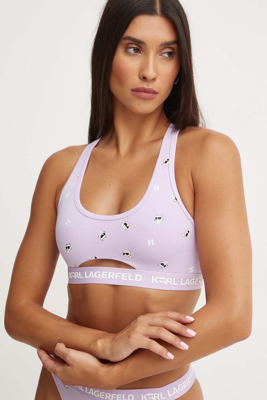 Karl Lagerfeld sutien culoarea violet, bumbac, modelator, 245W2117