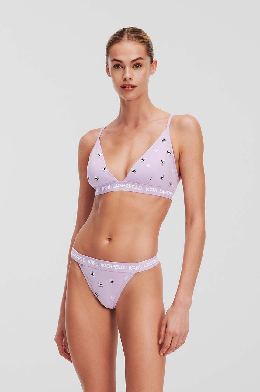 Karl Lagerfeld sutien culoarea violet, bumbac, modelator, 245W2118