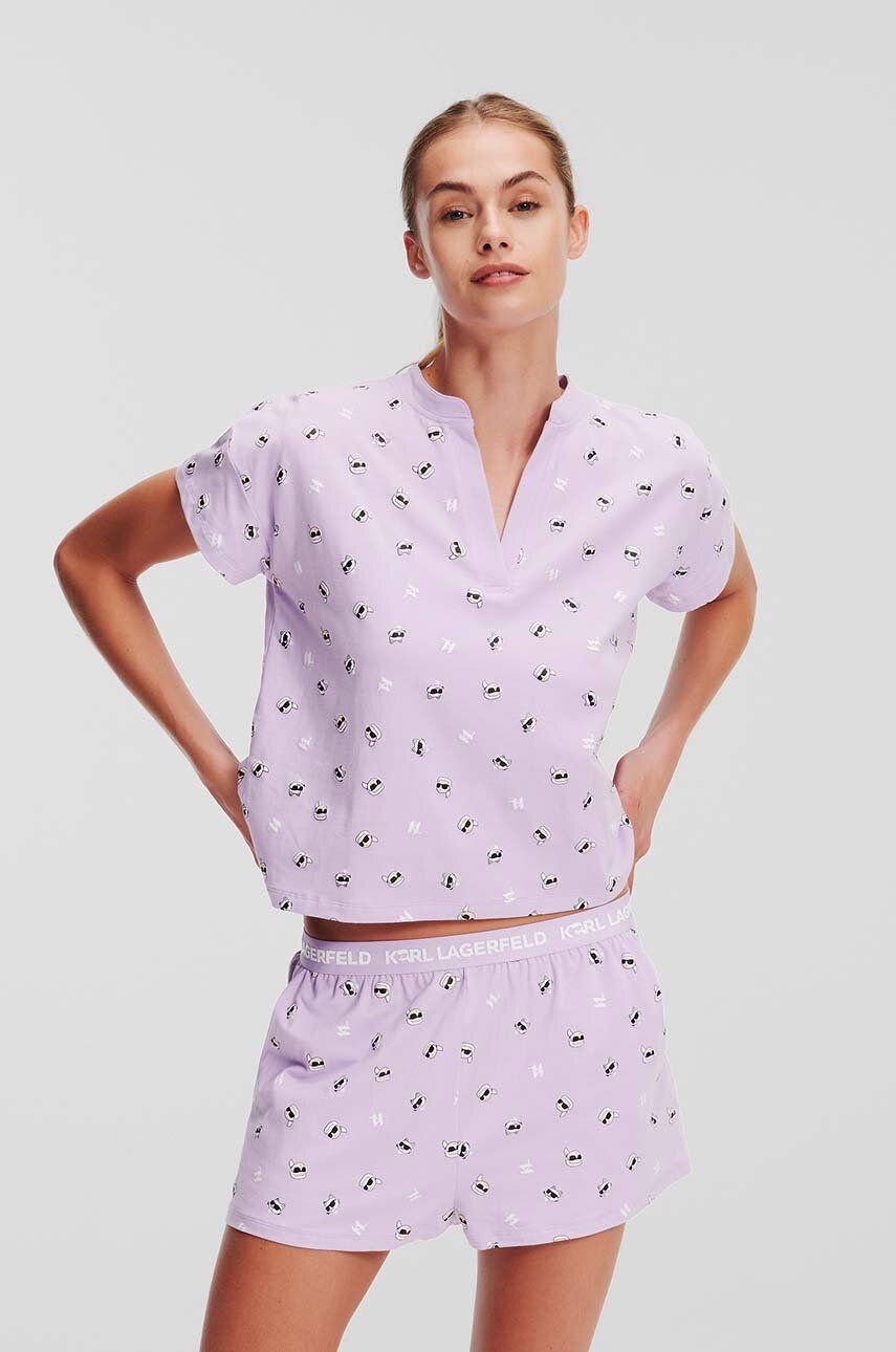 Karl Lagerfeld pijamale de bumbac culoarea violet, bumbac, 245W2121