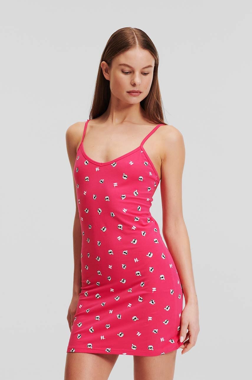 Karl Lagerfeld cămașă de noapte din bumbac culoarea roz, bumbac, 245W2122 Karl Lagerfeld cămașă de noapte din bumbac culoarea roz, bumbac, 245W2122