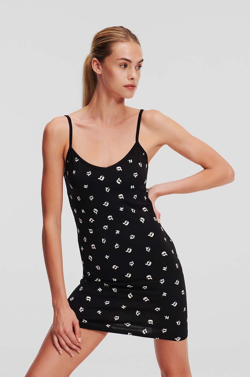 Karl Lagerfeld cămașă de noapte din bumbac culoarea negru, bumbac, 245W2122 Karl Lagerfeld cămașă de noapte din bumbac culoarea negru, bumbac, 245W2122