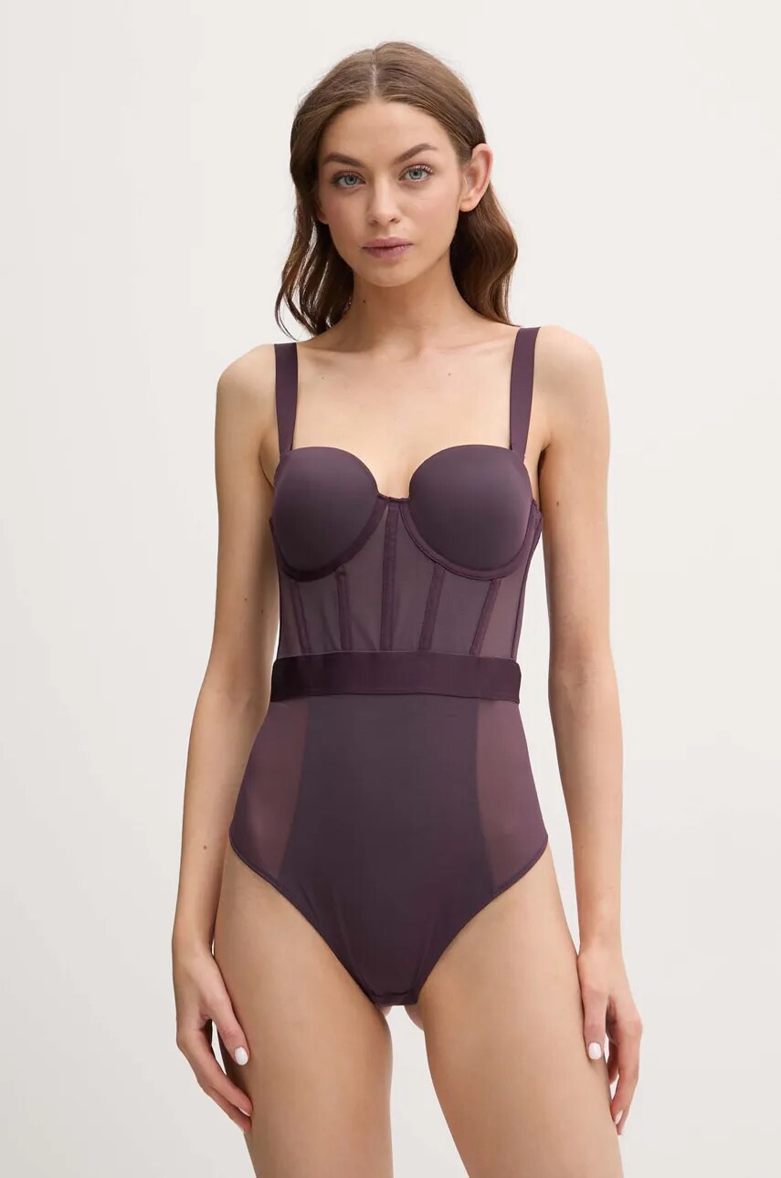 Dkny body culoarea violet, transparent, neted, DK6008