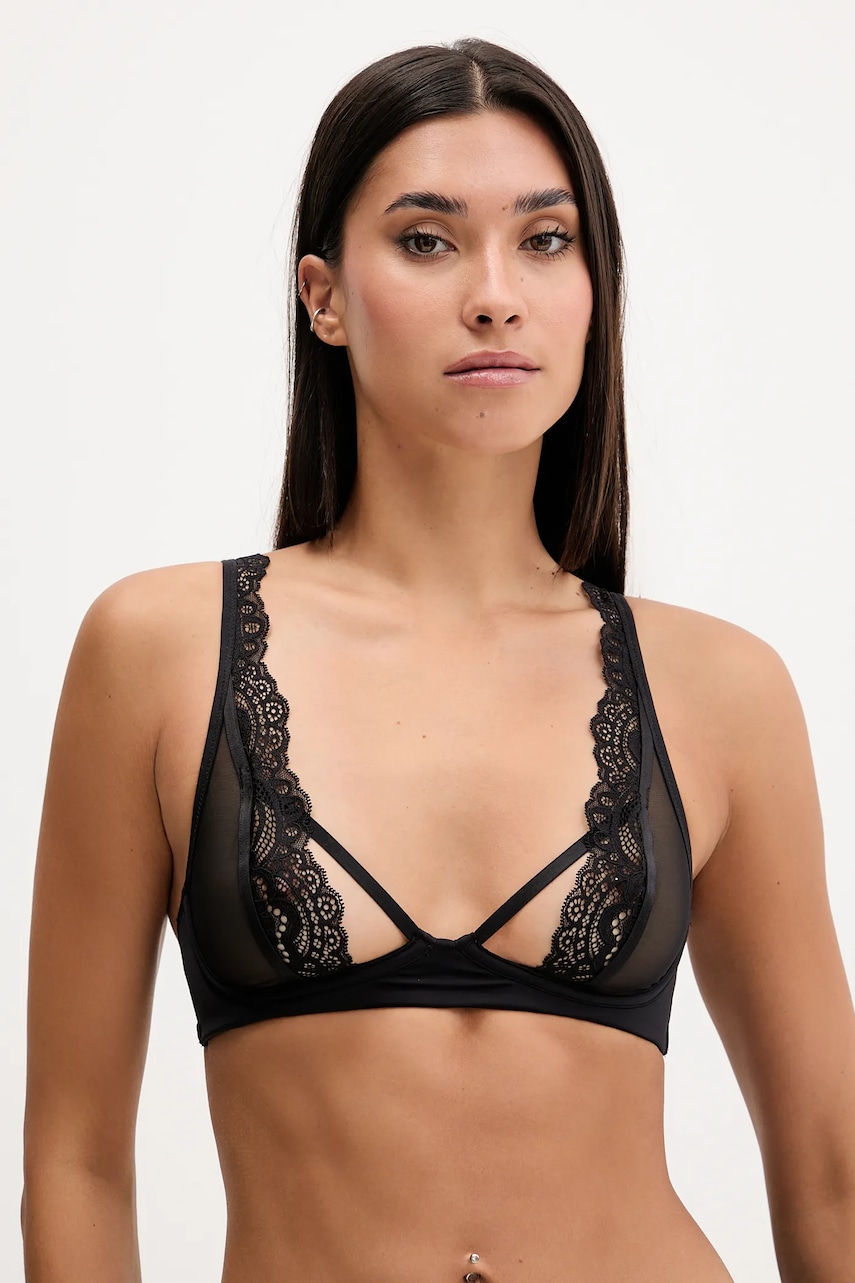 Scandale sutien culoarea negru, dantela, neted, BLG002