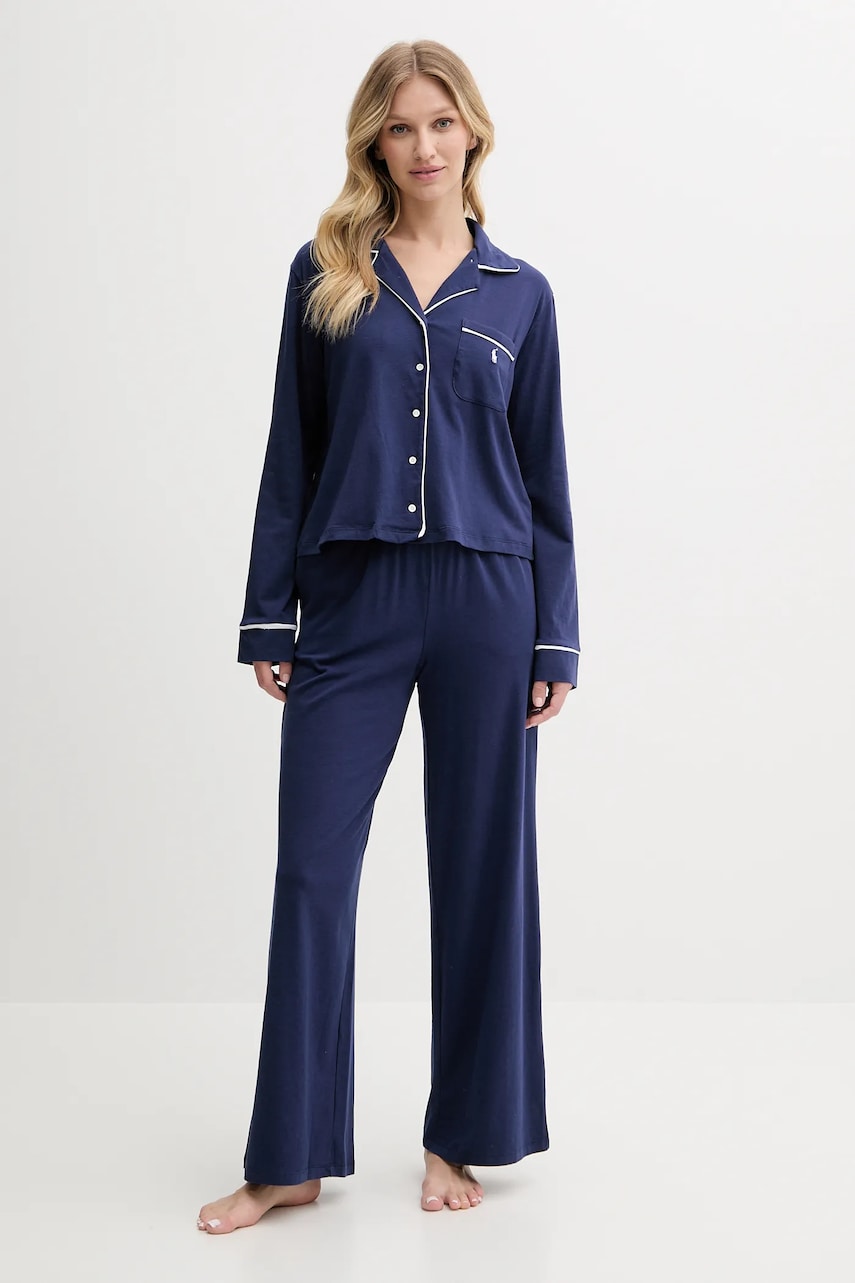 Levně Pyžamo Polo Ralph Lauren dámské, tmavomodrá barva, 4P0229