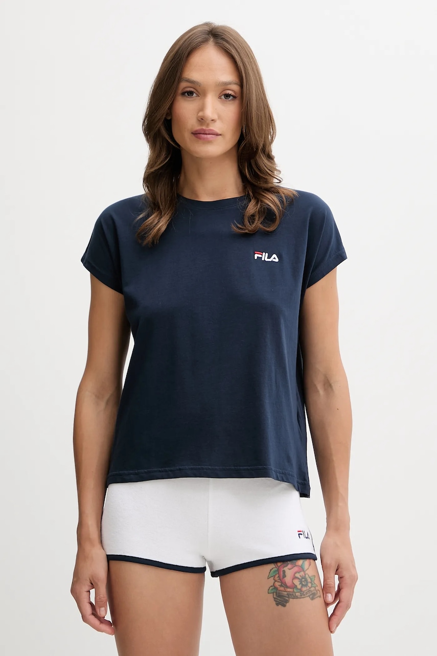 Fila pijama culoarea bleumarin, bumbac, FPS4198