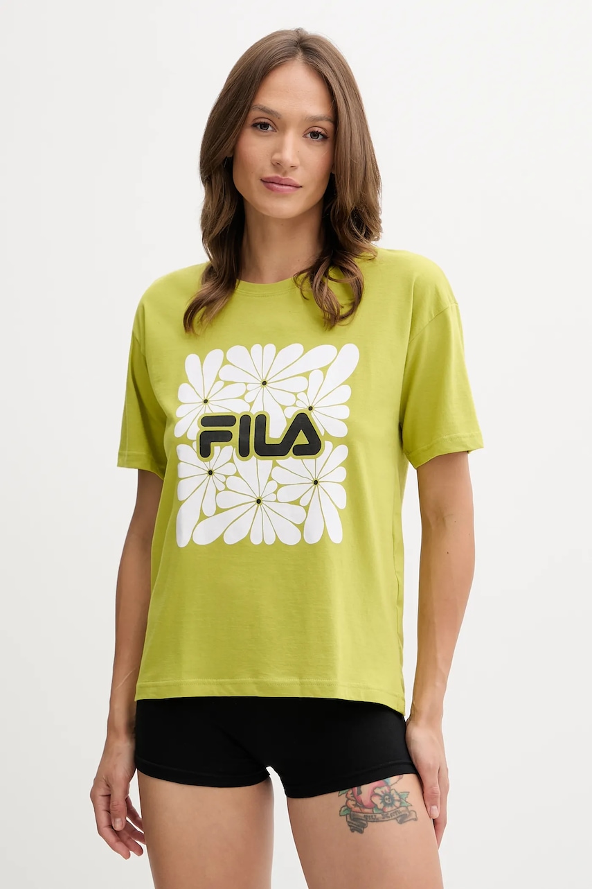 Fila pijama culoarea verde, bumbac, FPS4201