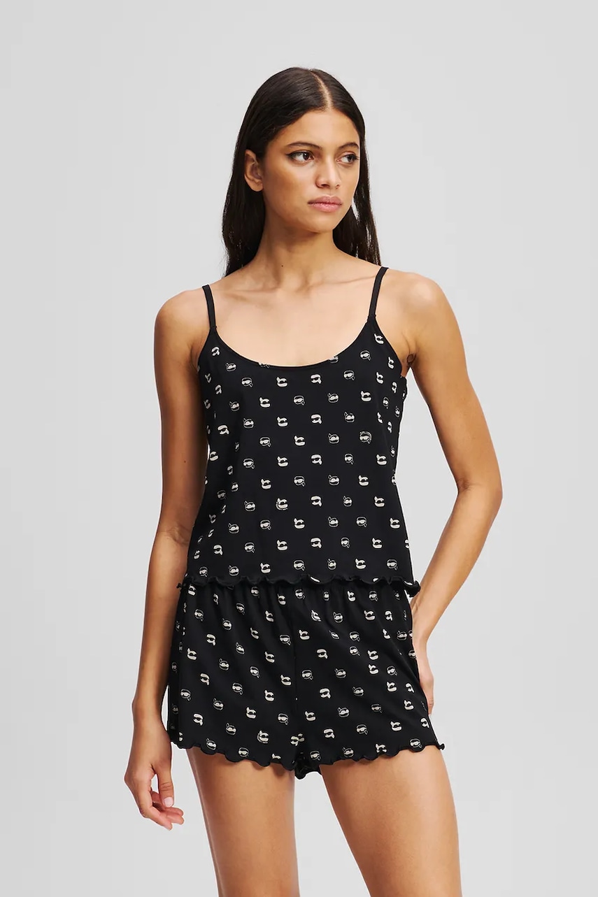Karl Lagerfeld pijama IKON culoarea negru, A3W45008