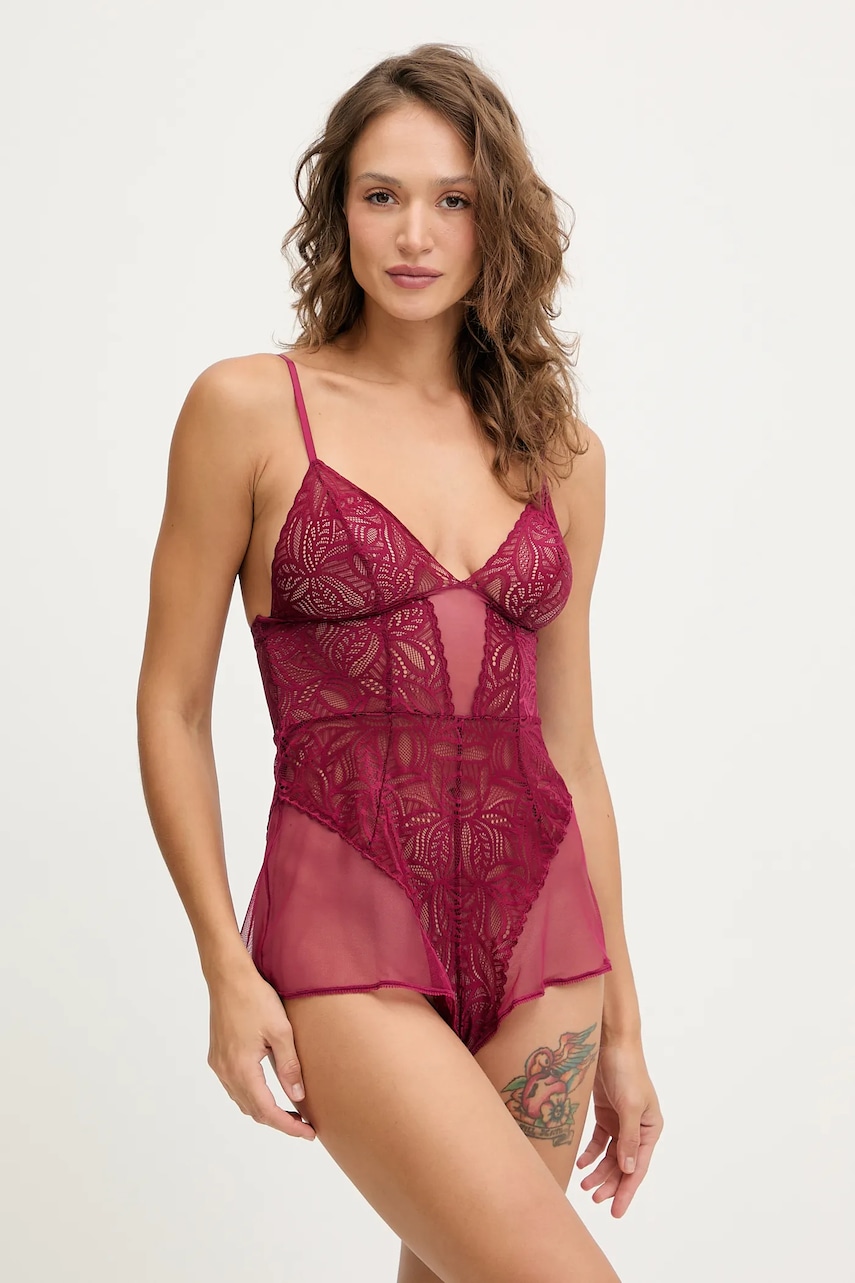 

Боди DKNY в бордо, полупрозрачно, изчистена материя DK7559