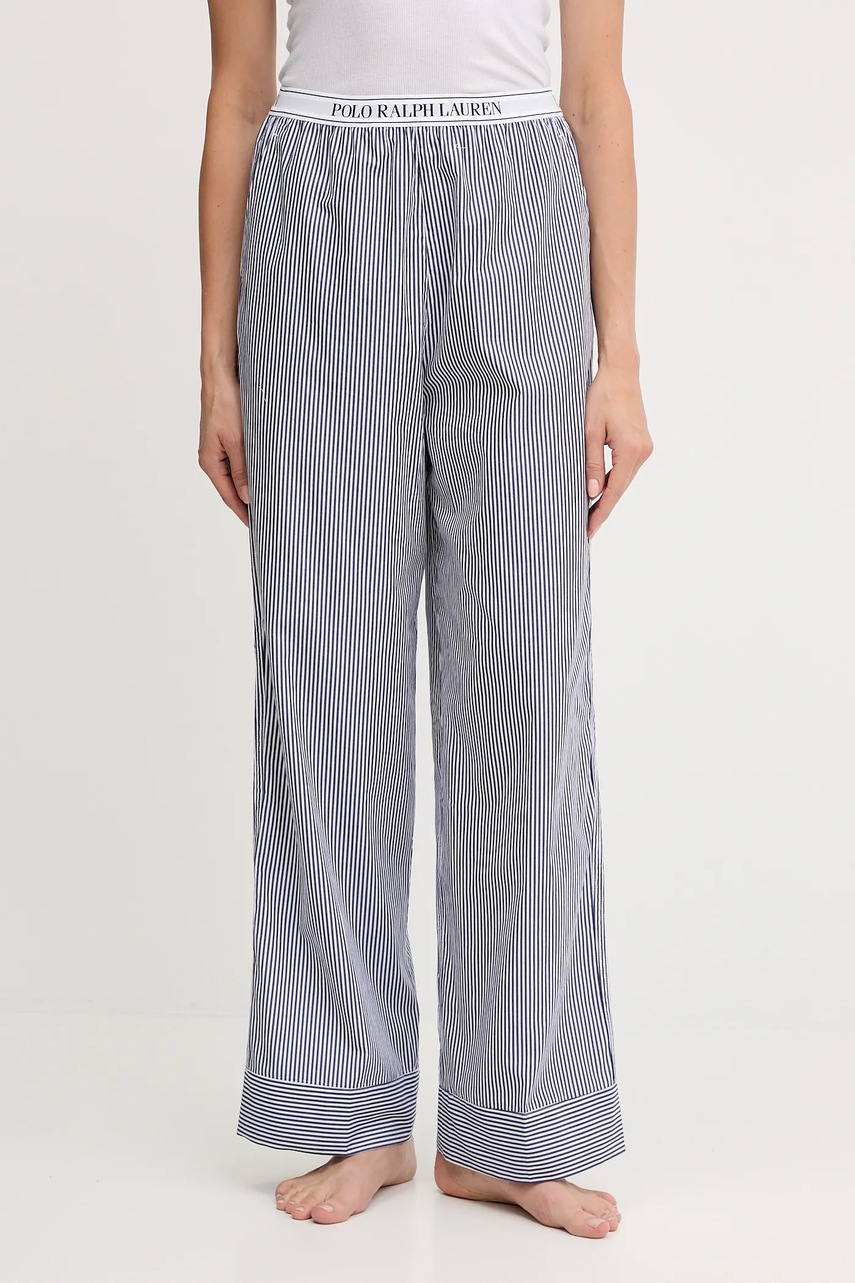 Levně Bavlněné pyžamové kalhoty Polo Ralph Lauren dámské, modrá barva, 4P0137