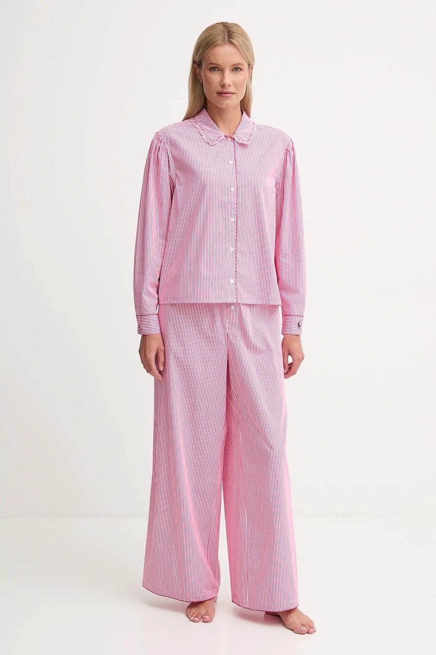 Levně Bavlněné pyžamo Polo Ralph Lauren dámské, růžová barva, bavlněné, 4P0374