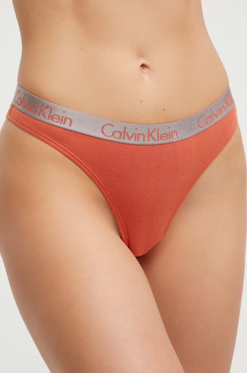 Levně Tanga Calvin Klein Underwear oranžová barva, 000QD3539E