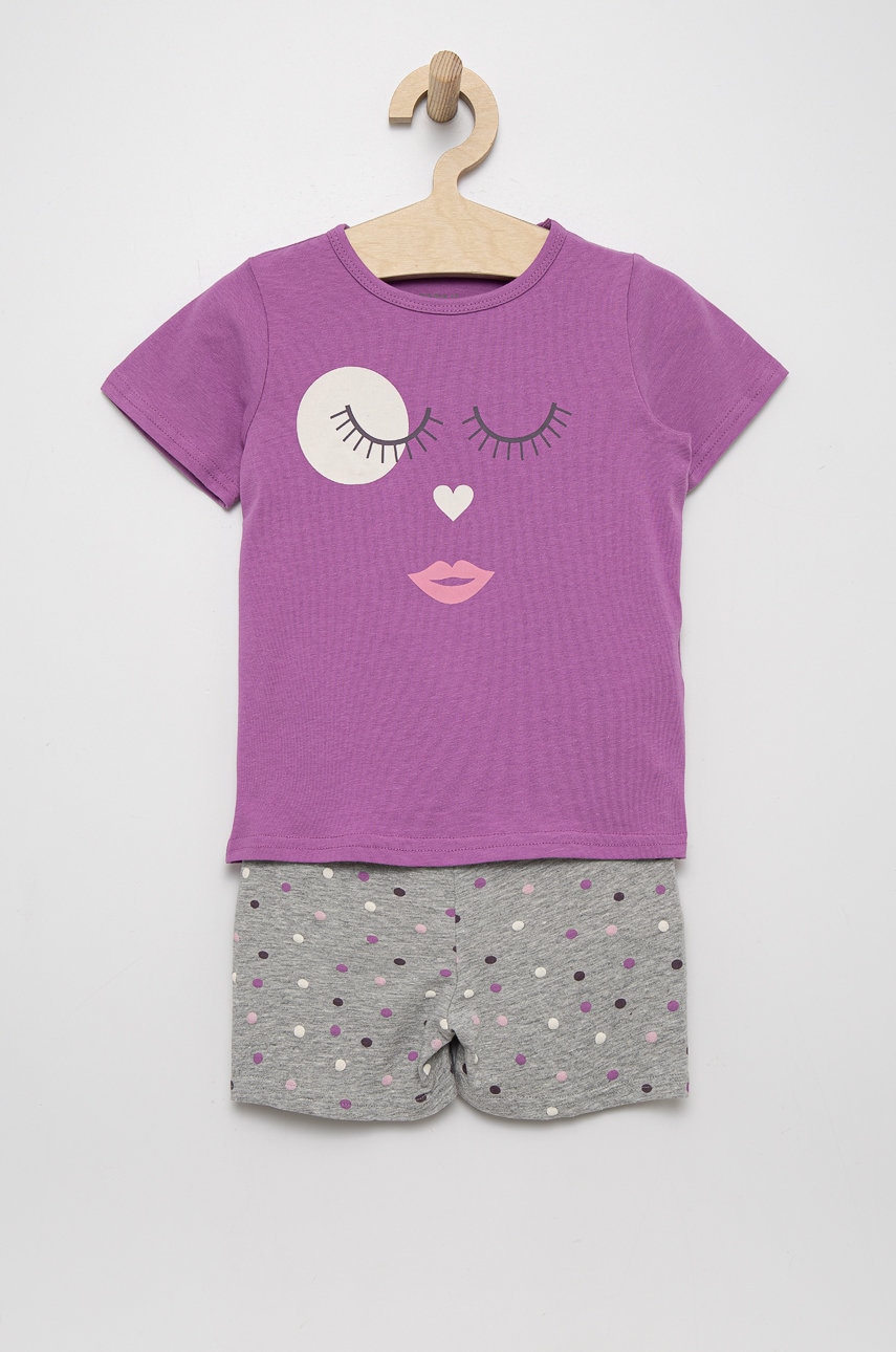 Name It pijama copii culoarea violet, cu imprimeu