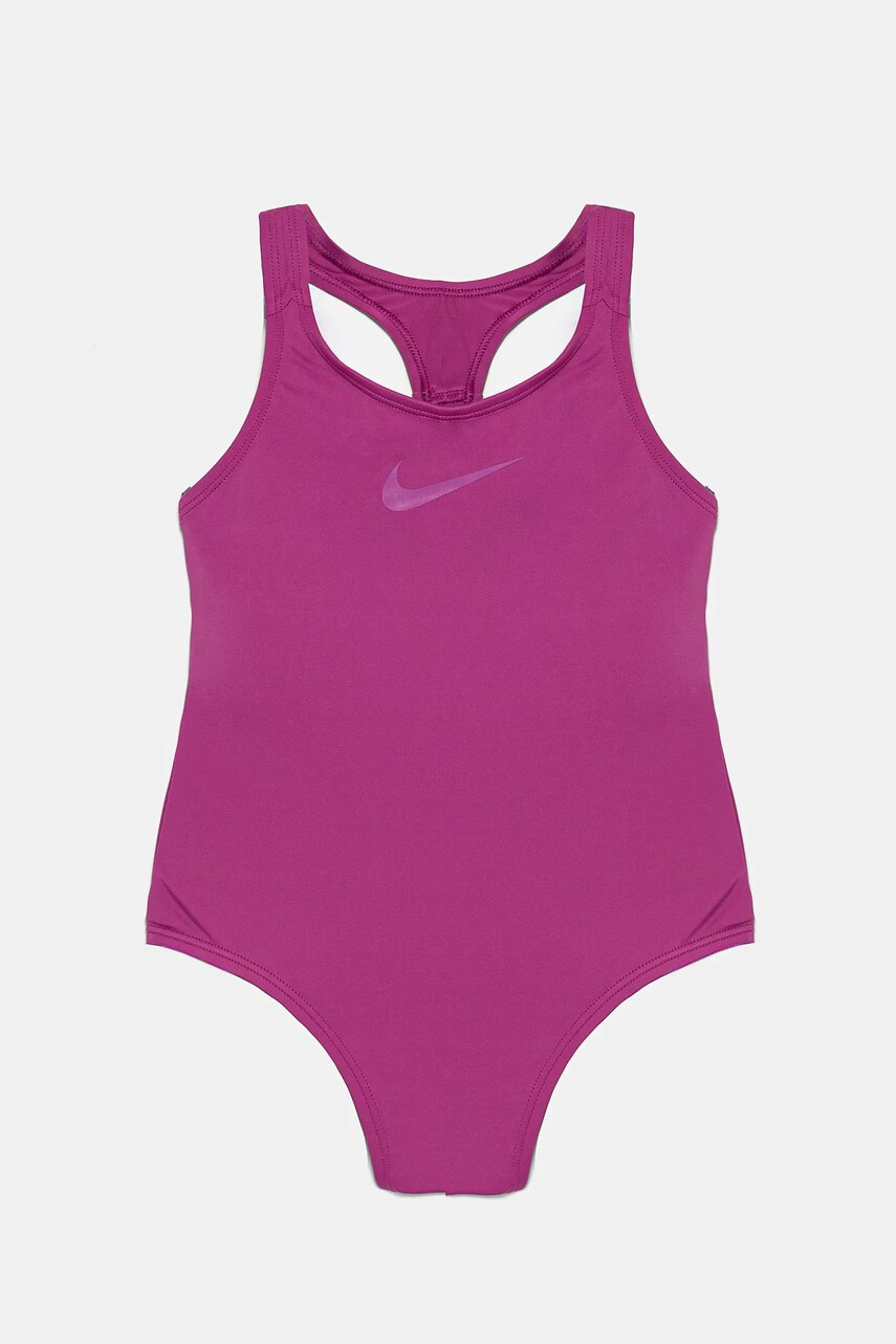 Levně Jednodílné dětské plavky Nike Kids fialová barva