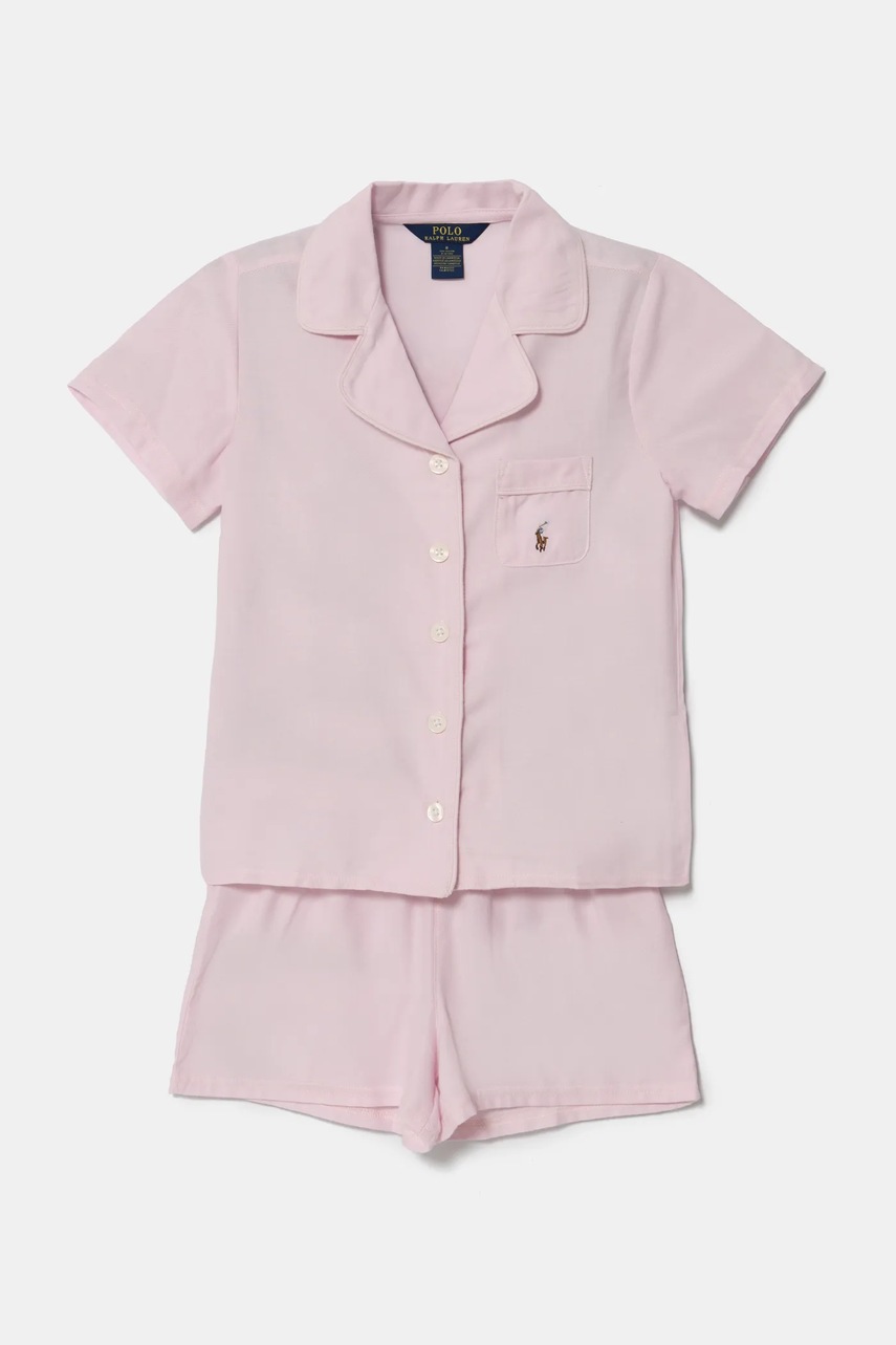 

Детска памучна пижама Polo Ralph Lauren в розово с изчистен дизайн 4P0122, Розов