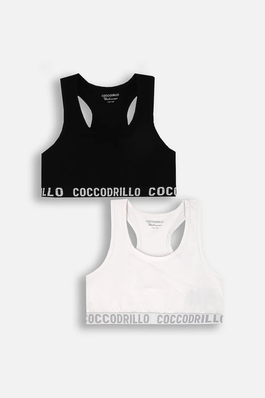 Levně Dětská sportovní podprsenka Coccodrillo 2-pack bílá barva, BASIC UNDERWEAR