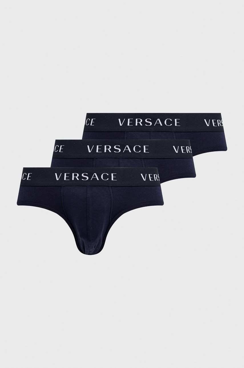 Slipy Versace (3-pak) pánske, tmavomodrá farba