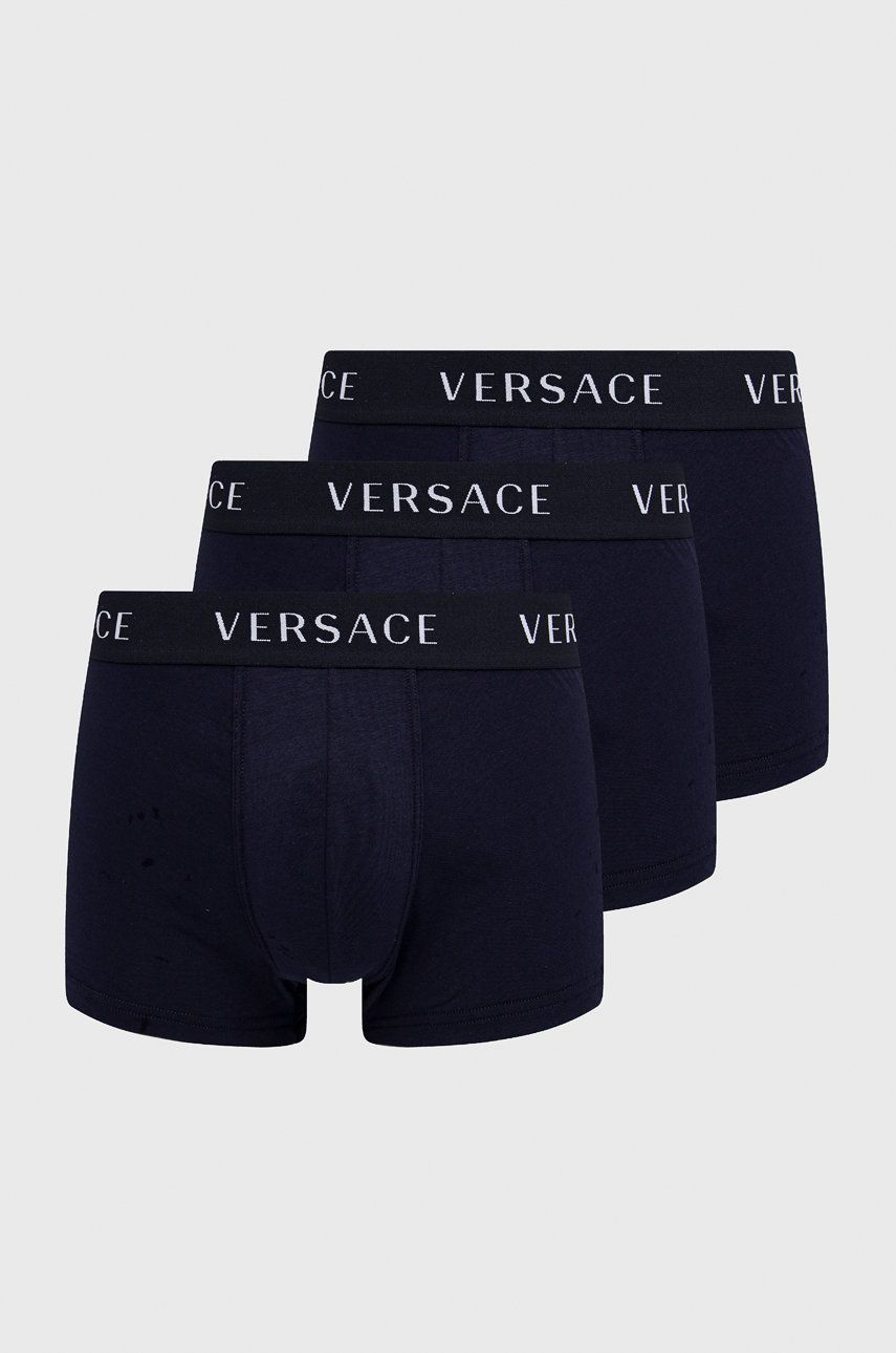 Levně Boxerky Versace (3-pack) pánské, tmavomodrá barva, AU04320