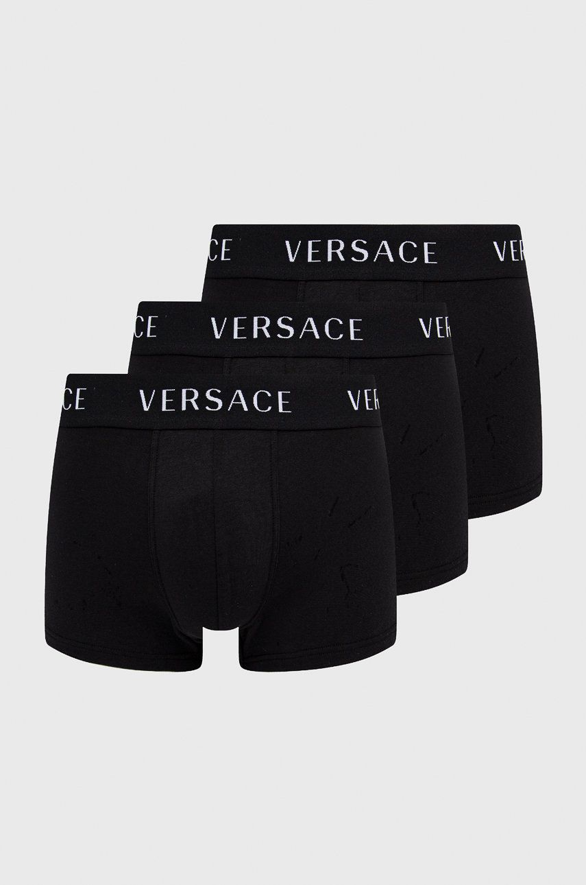 Levně Boxerky Versace (3-pack) pánské, černá barva, AU04320