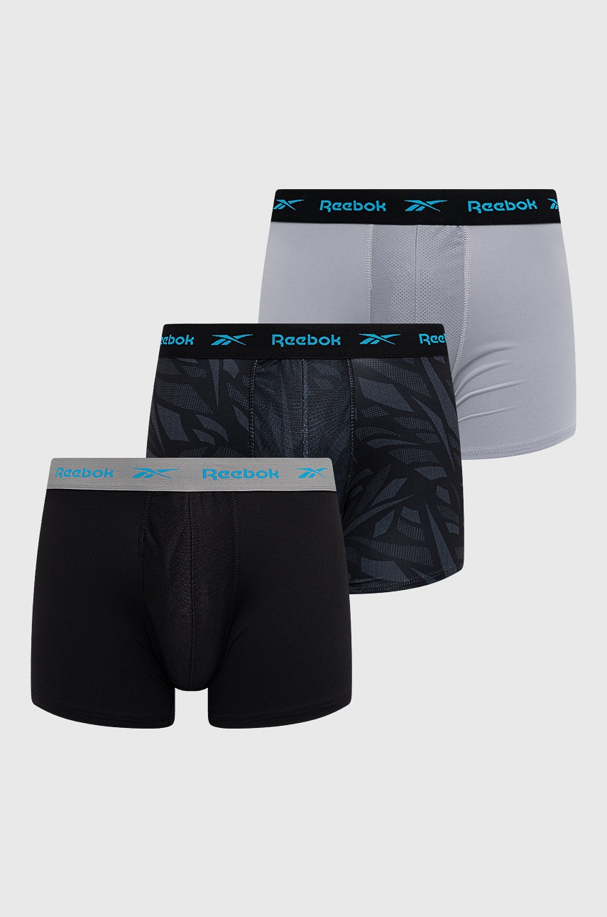 Boxerky Reebok (3-pak) pánské, černá barva