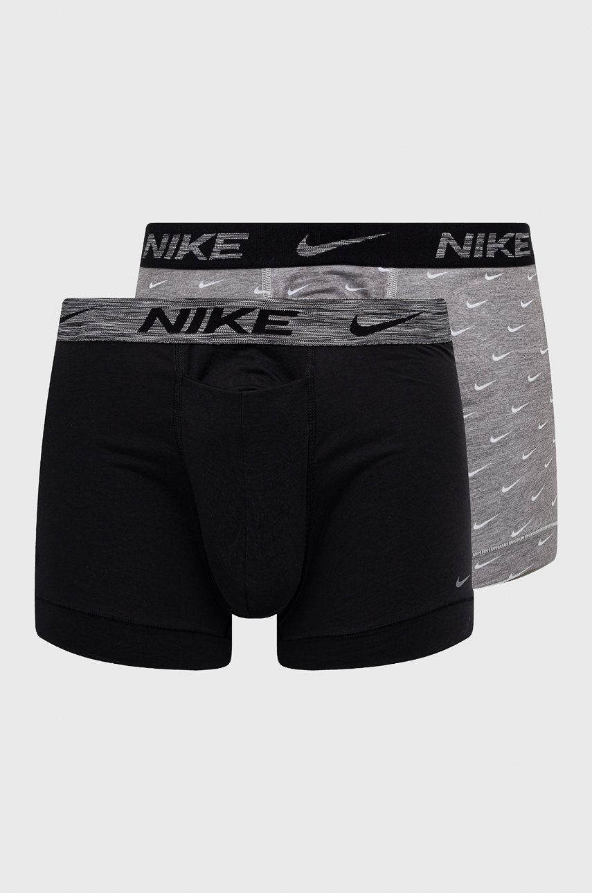 Levně Boxerky Nike (2-pak) pánské, šedá barva